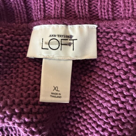 Loft Womens Size XL Cardigan Purple Short Sleeve Button Front Knit Sweater Top - Picture 5 of 6
